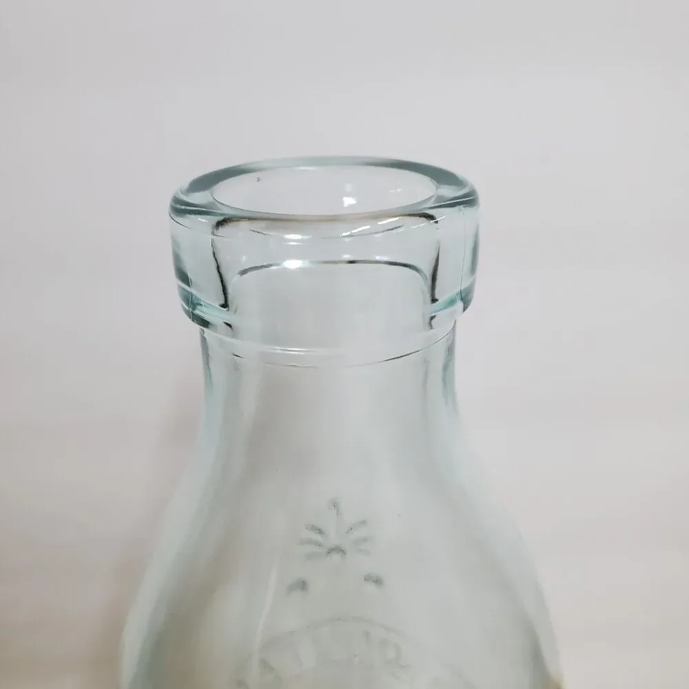 Vintage Absolutely Pure Milk Glass Bottle Embossed Cow Made in Italy Quart Cork